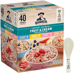 Quakar Instant Oatmeal Variety Pack, Blueberry, Strawberry, Banana & Peaches 42.3 Oz., 40 Pk - Quakar Instant Oatmeal Packets - Quakar Instant Oats Blueberry Strawberry - Quakar Oats Quick 42.3 Oz (Lyfno Trademark Spoon Included)