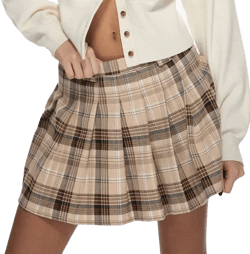 Preppy High Waist Pleated Plaid Mini Skirt