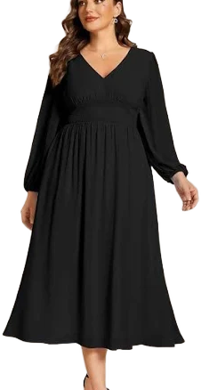 Ever-Pretty Chiffon Neck Midi Dress