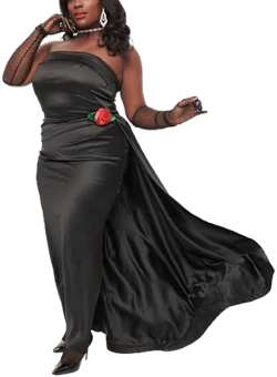 Unique Vintage Women's Plus Size Enchanted Satin Evening Gown