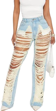 Fashion Nova Women's Living Luxurious Shredded Straight Leg Jeans