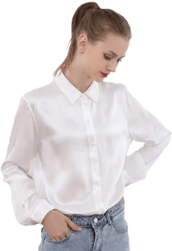 Women's Monogrammed Silk Long Sleeve Shirt