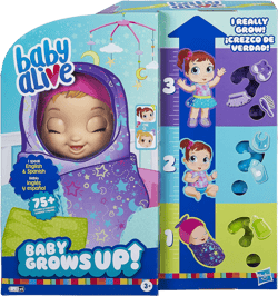 Baby Alive Baby Grows Up (Dreamy) - Shining Skylar or Star Dreamer, Growing and Talking Baby Doll, Toy with 1 Surprise Doll and 8 Accessories, Blue