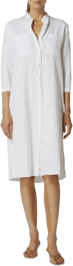 Enza Costa Women's Linen Half-Sleeve Button Down Shirtdress