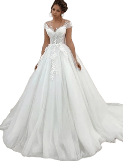 A-Line Tulle Wedding Dress with Long Scoop