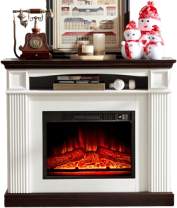 44" Electric Fireplace with Mantel, Tall Fireplace TV Stand with Storage, Corner Fireplace Heater with Remote Control, White 44 inch