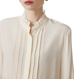 Women's Elegant Lace Trim Mulberry Silk Blouse