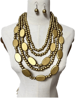 Women's Chunky Beaded Necklace Earring Set