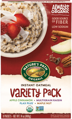 Nature's Path Organic Variety Pack Instant Oatmeal, 14 oz (Pack of 1), Non-GMO Variety Pack 8 Ounce (Pack of 1)