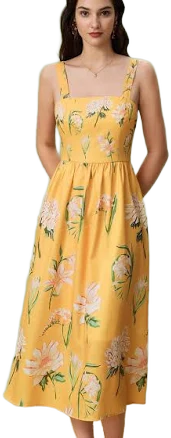 Rihoas Floral A-Line Slip Midi Dress