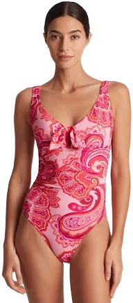 Ralph Lauren Women's Provence Paisley Tie-Front One-Piece Swimsuit