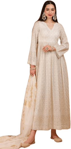 Andaaz Fashion Zari Embroidered Georgette Anarkali