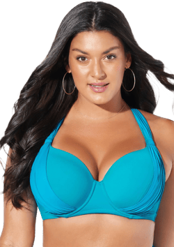 Swimsuits For All Women's Drape Front Underwire Bikini Top