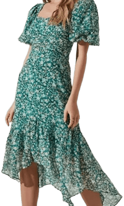 Astr The Label Floral Asymmetrical Hem Midi Dress