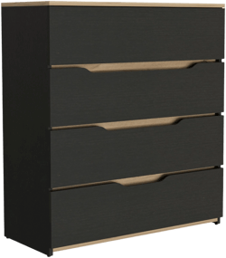 NicBex 4 Drawers Dresser for Bedroom,Black Dressers with Light Oak Wooden Top,Modern Freestanding Dresser,Storage Dresser for Bedroom,Pine+Black