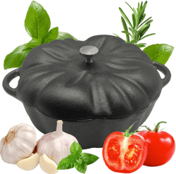 Cast Iron Garlic Roaster - Heavy Duty Pre-Seasoned Garlic Roaster with Lid - Garlic Cooker Pot & Potato Baker, Perfect for Kitchen Oven or Outdoors BBQ Grill