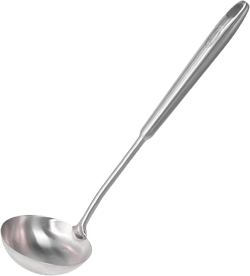 Newness Soup Ladle, [Rustproof, Heat Resistance, Integral Forming] Resilient 304 Stainless Steel Soup Spoon with Vacuum Ergonomic Round Handle, Cooking Spoon for Kitchen, 13.7 Inches Silver