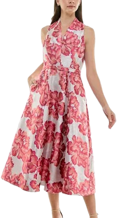 Taylor Women's Floral-Print Structured A-Line Dress