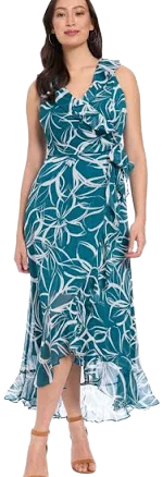 London Times Women's Floral-Print Ruffled Maxi Dress