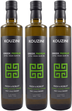 (3 Pack Premium) Kouzini Greek Premium Extra Virgin Olive Oil, Cold Pressed, Single Origin, Rich Flavor & Aroma, 500ml