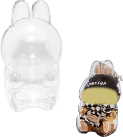 Clear Protective Case for LABUBU The Monsters Have a Seat, Display Box Hard Case Accessories Cover with Keychain (Sitting)
