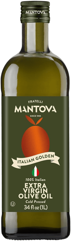 Mantova Golden Italian Extra Virgin Olive Oil - Premium Cold-Pressed Olive Oil for Cooking, Drizzling, and Dipping, Authentic Italian Quality, 34-Ounce Bottles (Pack of 2)