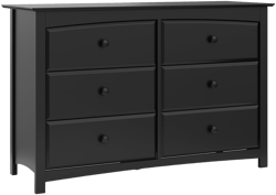 Storkcraft Kenton 6 Drawer Double Dresser (Black) – Dresser for Kids Bedroom, Nursery Dresser Organizer, Chest of Drawers for Bedroom with 6 Drawers, Universal Design for Children’s Bedroom Black 6 Drawer Chest