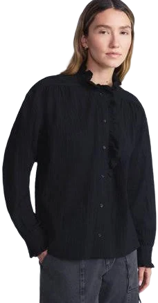 Scoop Women's Cotton Dobby Ruffle Blouse