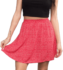 Floral Print Mini Skirt with Elastic On Waist (6 pcs)