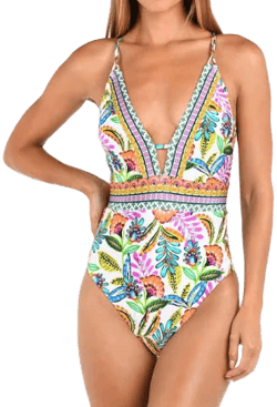 Sunshine 79 Women's Jungle Jive Plunge One-Piece Swimsuit