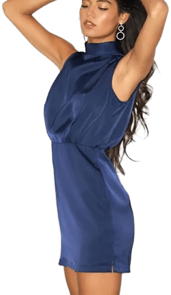 Lulus Classic Elegance Sleeveless Mock Neck Satin Mini Dress