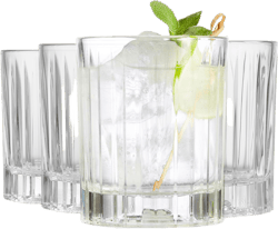 Libbey Flashback Double Old Fashioned Glasses, Classic Ridged, Cut Cocktail Glasses Set of 4, Vintage Whiskey Glasses Set for Cocktails, Mixed Drinks Flashback Clear