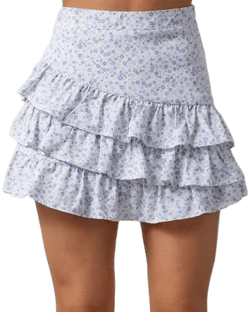 Floral Print Ruffle Mini Skirt