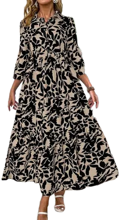 SHEIN Elegant Floral Print Shirt Dress with Turndown Collar