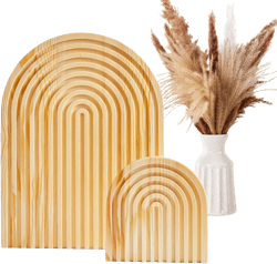 2 Pcs Wood Rainbow Arches Boho Decor with 27 Pcs Dried Pampas Grass Decor for Shelf, Table, Dresser, Fireplace, Mantel, Countertop Decor & Living Room, Bedroom, Kitchen, Office（Pine）, Large
