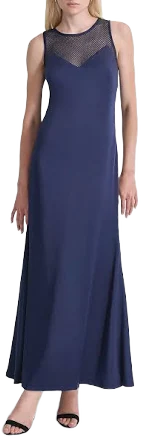 Donna Karan Women's Sleeveless Rhinestone Mesh Gown