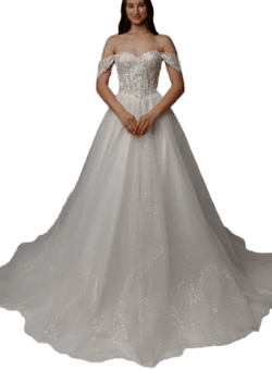 Floral Lace Wedding Dress with Detachable Cape