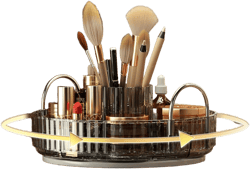 YCIA&DONE Rotating Makeup Organizer for Vanity, Large Capacity Make Up Storage Skin care Shelf Perfume Holders Cosmetic Dresser Organizer Countertop Spinning 360 (Smoky Gray, 1Tier)