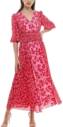 Taylor Women's Floral Print Printed Ditzy Yoryu Jacquard Maxi Dress