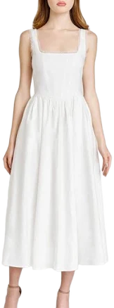 WAYF x Styled by Coco! Selene Lace Trim Stretch Cotton Midi Dress