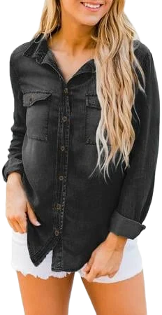 Luvamia Women's Long Sleeve Western Chambray Shirt