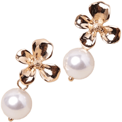Yarelis Gold Flower Pearl Drop Earrings