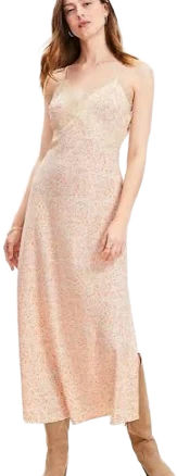 Petite Paisley Lace Trim Midi Slip Dress