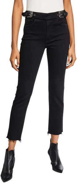 Grlfrnd Women's Zoey Double Buckle Slim Jeans