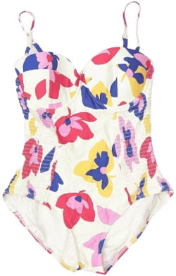 Kate Spade Women's Summer Floral Smocked Underwire One-Piece Swimsuit