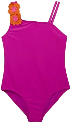 Wonder Nation Girls Floral Applique One-Piece Swimsuit