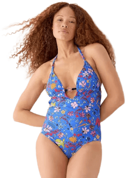 Women's Dauphinette X J.Crew plunge one-piece swimsuit in cornucopia floral