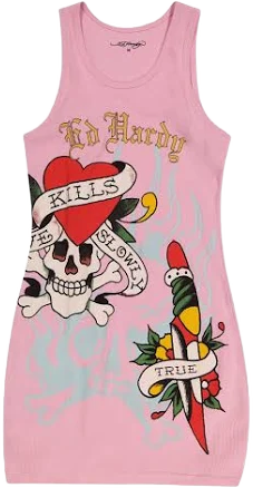 Ed Hardy Women's Retro Flash Ribbed Tank Dress