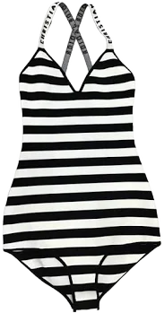 Dior Women's Horizontal Stripe Logo Swimsuit