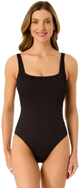 Anne Cole Women's Textured Classic Square Neck One Piece Swimsuit